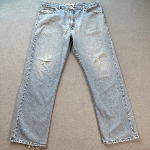 Vintage Levis 505 Jeans Mens 40x32 Regular Fit Light Wash Distressed Mid Denim